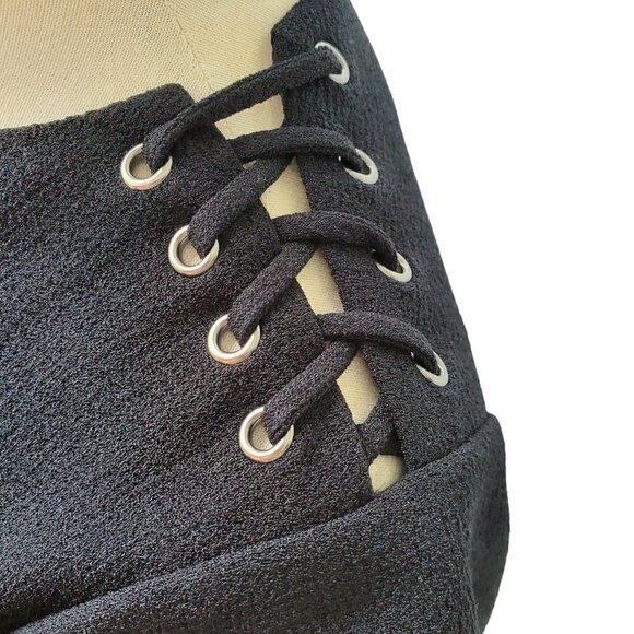 Laundry by Shelli Segal Flutter Sleeve Little Black Dress Whimsigoth Size 2 - Picture 6 of 16